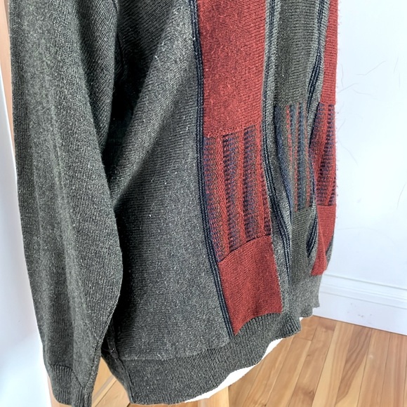 🇨🇦 Vintage Orvieto Wool Blend Long Sleeve Green Orange Sweater, Size L - Picture 4 of 15